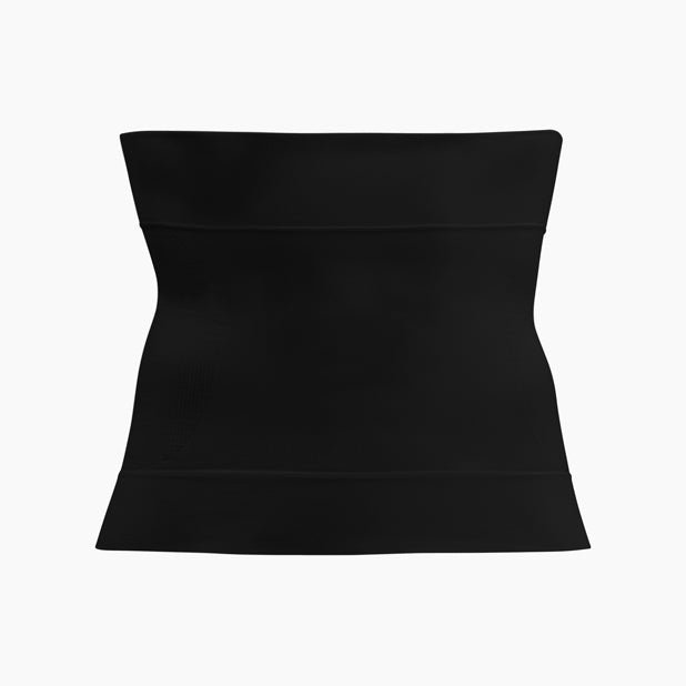Front view of men’s black shapewear waist cincher on mannequin