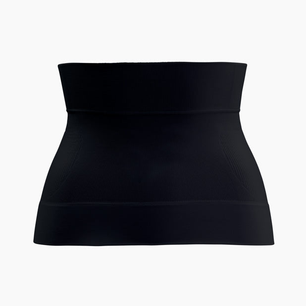 Front view of women’s black shapewear waist cincher on mannequin