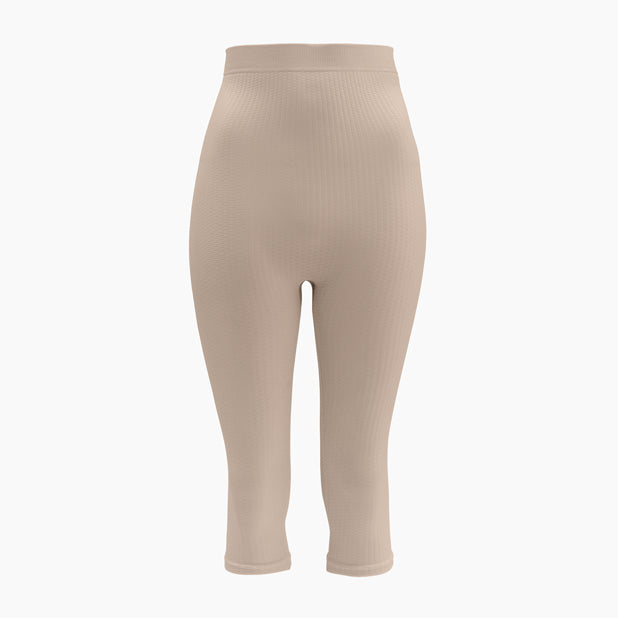 Front view of women’s powder high-waist anti-cellulite capri shapewear on mannequin