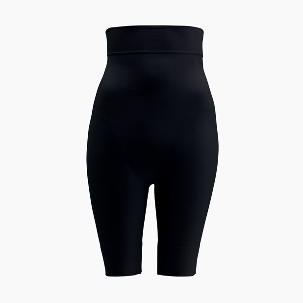 Front view of women’s black high-waist shapewear shorts on mannequin – product 603