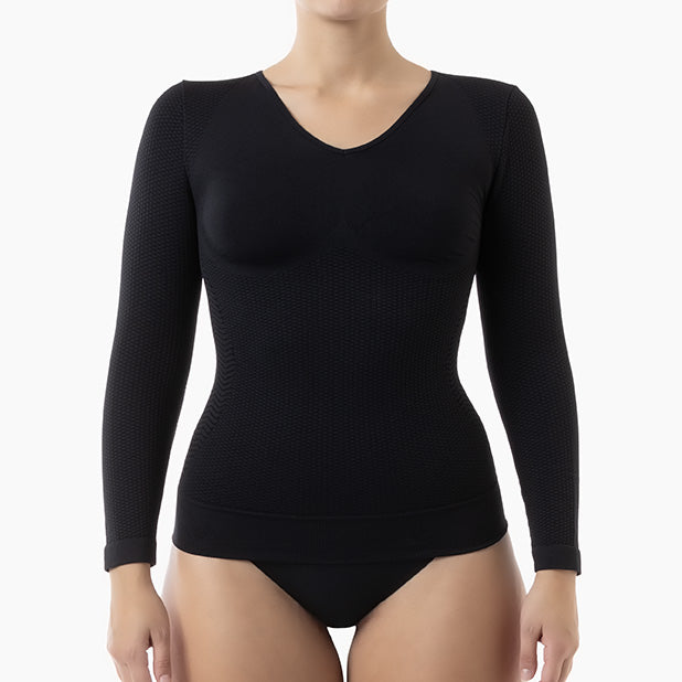 Women's long sleeve anti-cellulite micromassage t-shirt