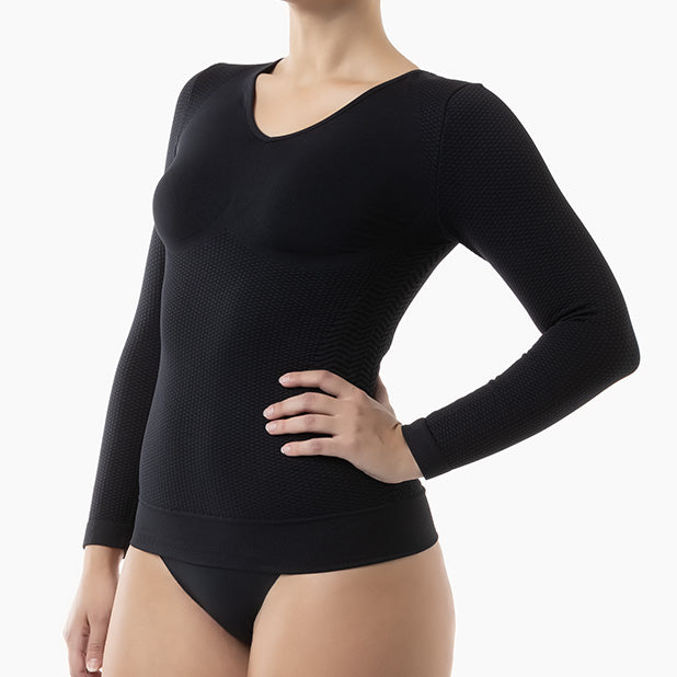 Women's long sleeve anti-cellulite micromassage t-shirt