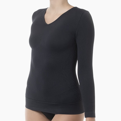 Women's long sleeve anti-cellulite micromassage t-shirt