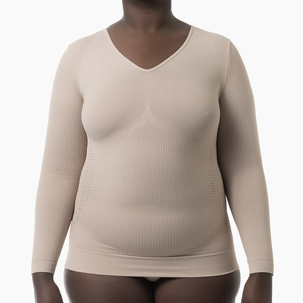 Women's long sleeve anti-cellulite micromassage t-shirt