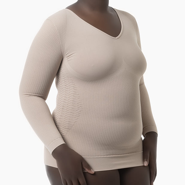 Women's long sleeve anti-cellulite micromassage t-shirt