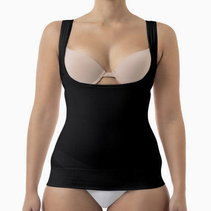 Open bust shapewear tank top with flat tummy effect - FARMACELL USA
