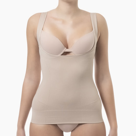 Open bust shapewear tank top with flat tummy effect