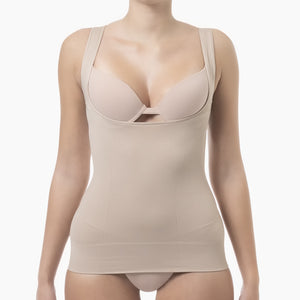Open bust shapewear tank top with flat tummy effect